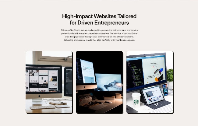 Testimonial screenshot of website created using the SnapWeb product